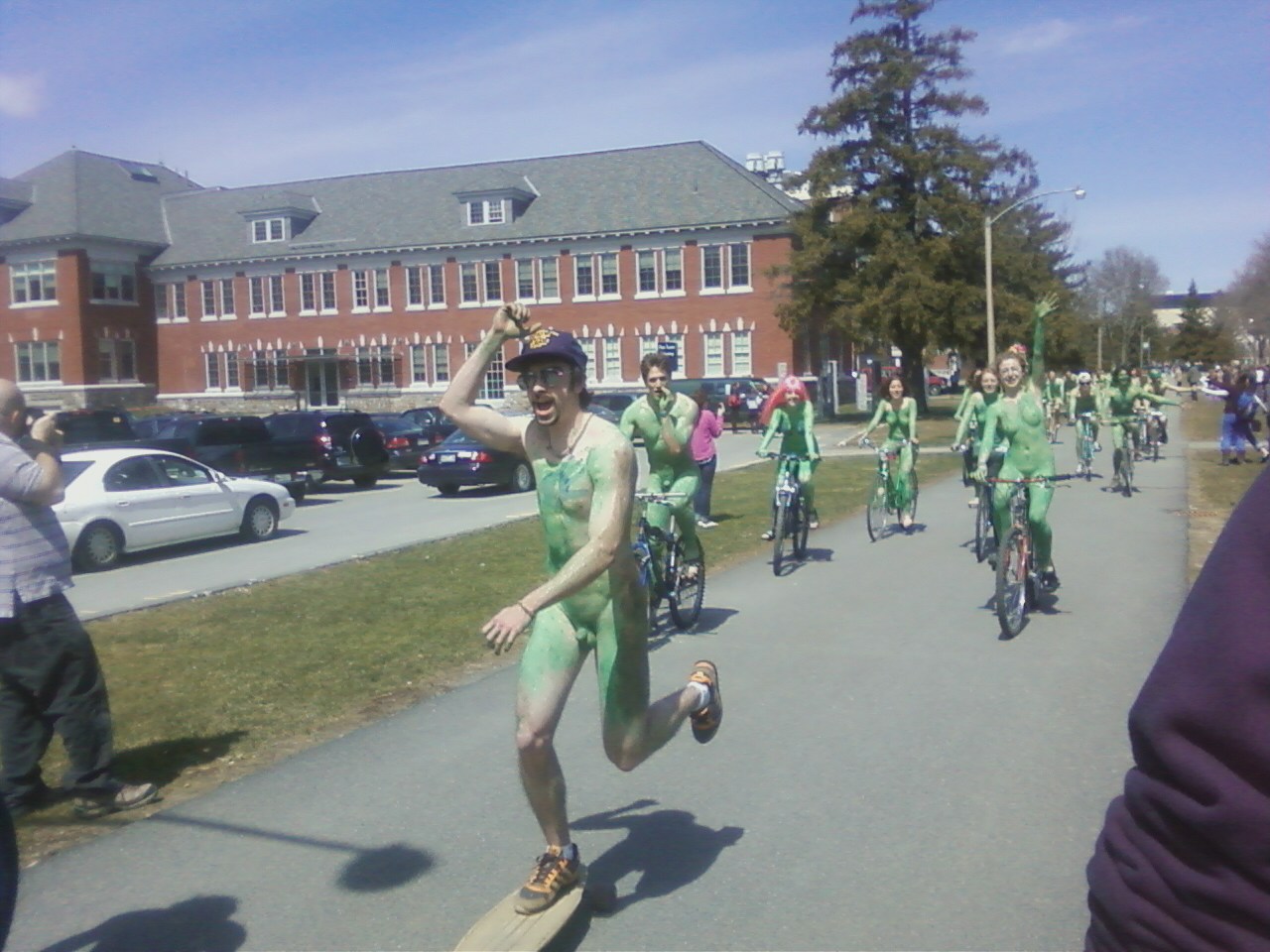 UMaine students naked and riding bikes for Earth Day